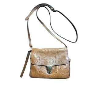 Patricia Nash Granada Tooled Leather Crossbody Purse | Brown Embossed Floral Bag